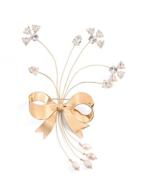 Valentino Garavani papier floral brooch in metal, pearl and Swarovski® crystals - Gold - zdjęcie produktu nr 1