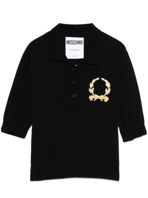 Moschino motif-embroidered polo top - Black - zdjęcie produktu nr 1