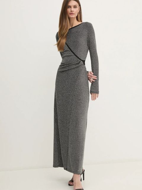 DIANE VON FURSTENBERG sukienka kolor szary maxi rozkloszowana DVFDW4S011 - zdjęcie produktu nr 1