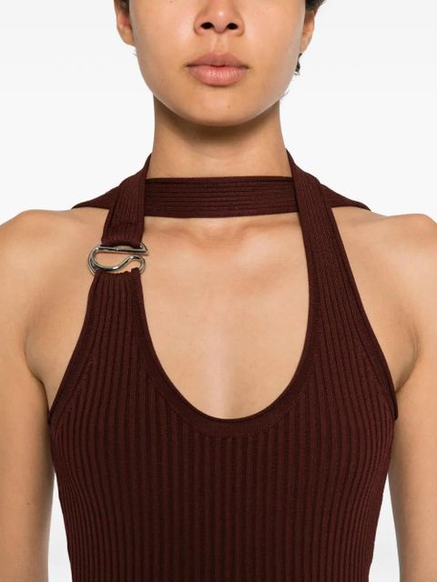 Coperni ribbed-knit halterneck midi dress - Brown