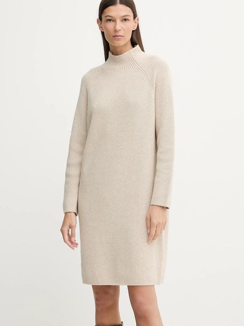 Marc O'Polo sukienka z dodatkiem wełny kolor beżowy mini prosta 600605967001 - zdjęcie produktu nr 1