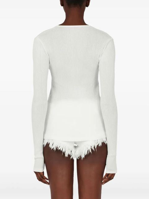 Ferragamo rippled-neckline sweater - White