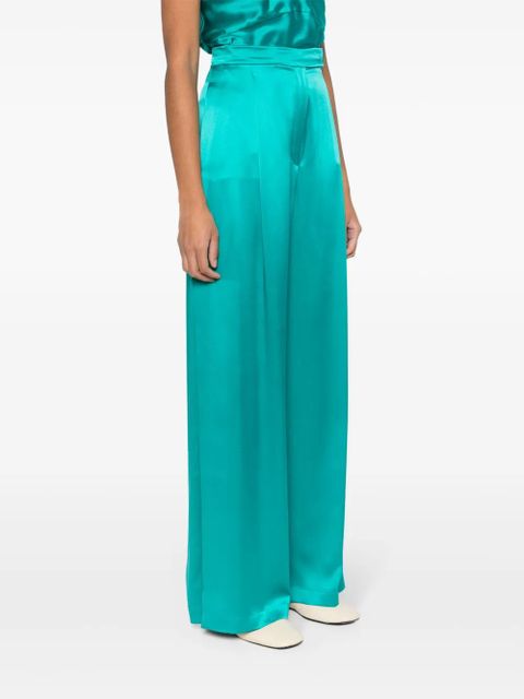 Max Mara side-slits silk palazzo pants - Green