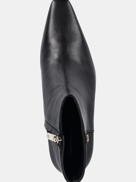 Tommy Hilfiger botki skórzane SQUARE TOE KITTEN BOOTIE damskie kolor czarny na słupku FW0FW08768 - zdjęcie produktu nr 2
