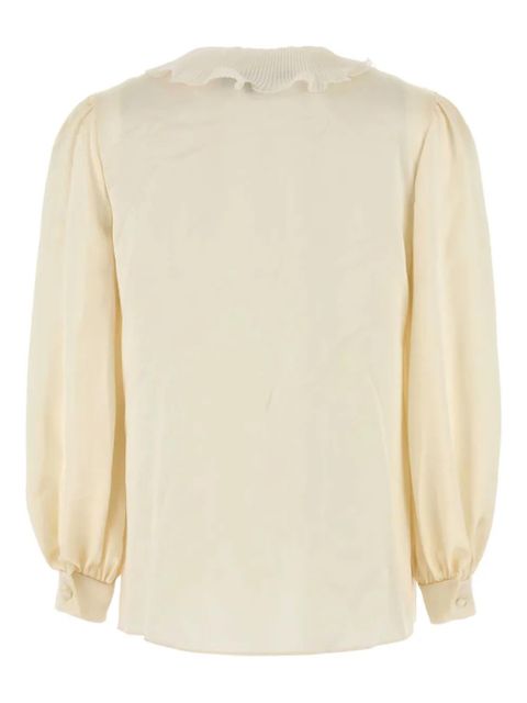 Valentino Garavani ruffled lace silk shirt - Neutrals - zdjęcie produktu nr 2