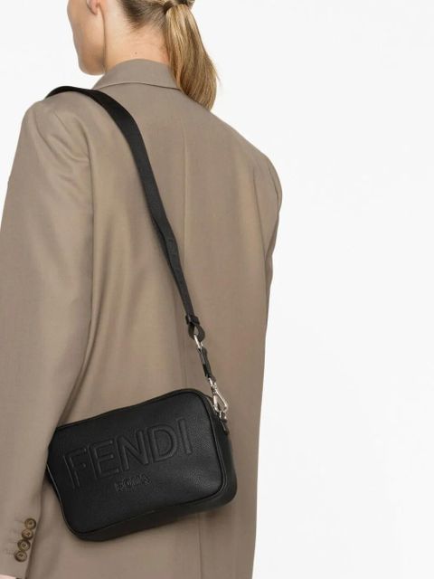 FENDI embossed-logo leather body bag - Black