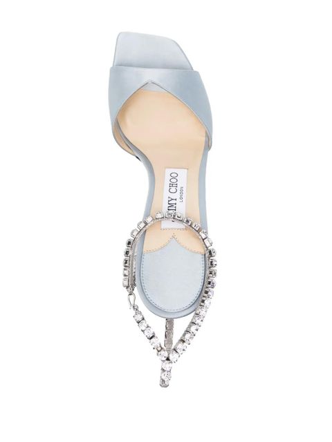 Jimmy Choo Saeda 80mm crystal-strap sandals - Blue