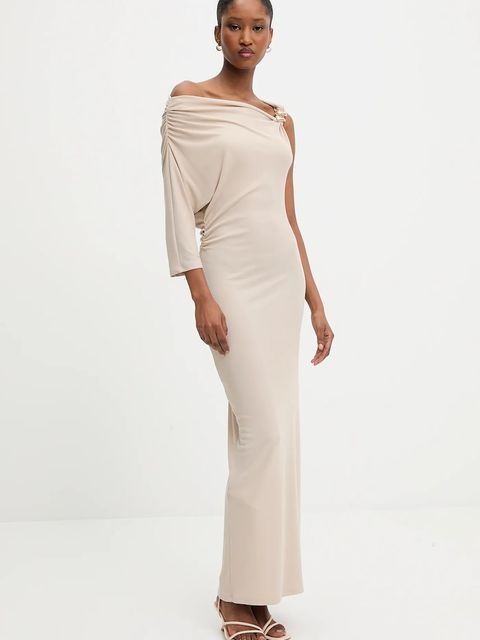 Answear.LAB sukienka kolor beżowy maxi dopasowana - zdjęcie produktu nr 2