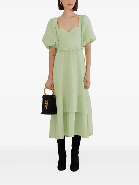 FARM Rio puffed short-sleeve midi dress - Green - zdjęcie produktu nr 2