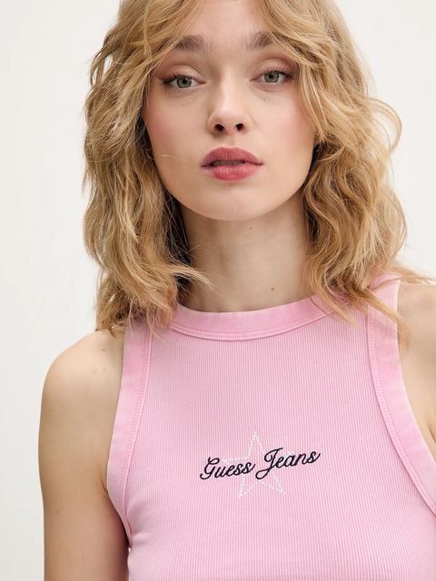 Guess Jeans top kolor różowy W6RP23 KA0H1