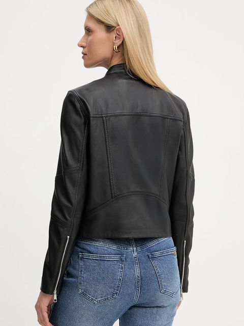 BOSS Orange kurtka skórzana kolor czarny przejściowa 50545625