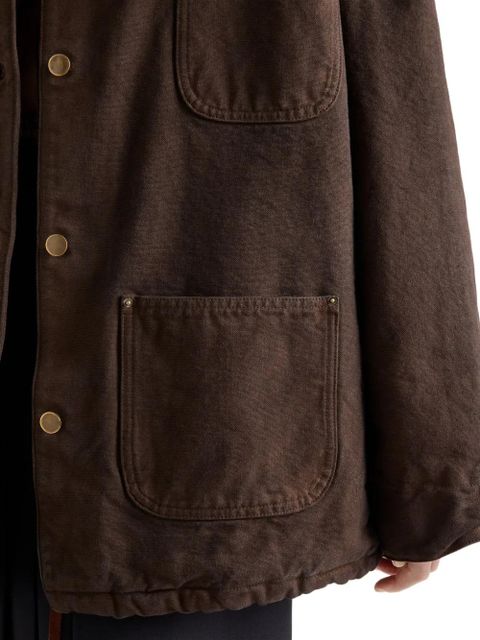 Prada leather-collar canvas jacket - Brown