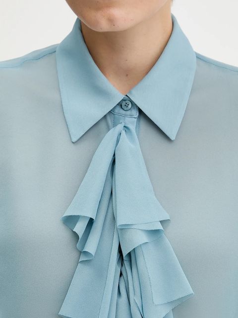 Sisley koszula damska kolor turkusowy regular z kołnierzykiem klasycznym 5NOXLQ09T