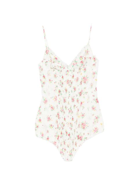 SHUSHU/TONG floral-print ruffled bodysuit - White - zdjęcie produktu nr 2