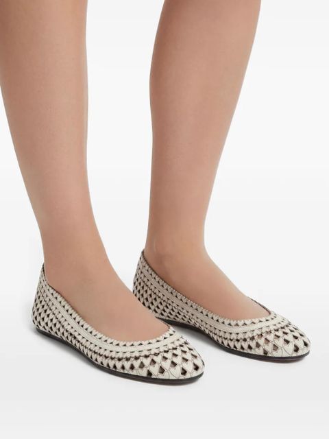 ISABEL MARANT Belni leather ballet flats - White