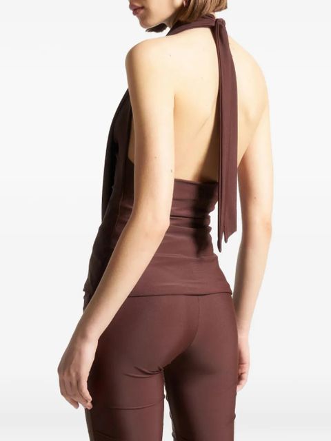 Manière De Voir draped halterneck top - Brown