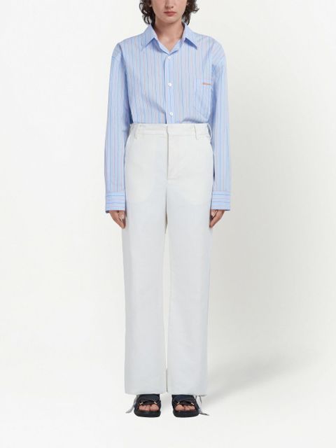 Marni embroidered-logo straight-leg trousers - Pink