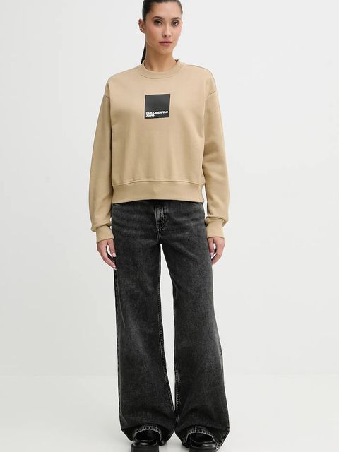 Karl Lagerfeld Jeans bluza bawełniana damska kolor beżowy z nadrukiem A1W20006 - zdjęcie produktu nr 2