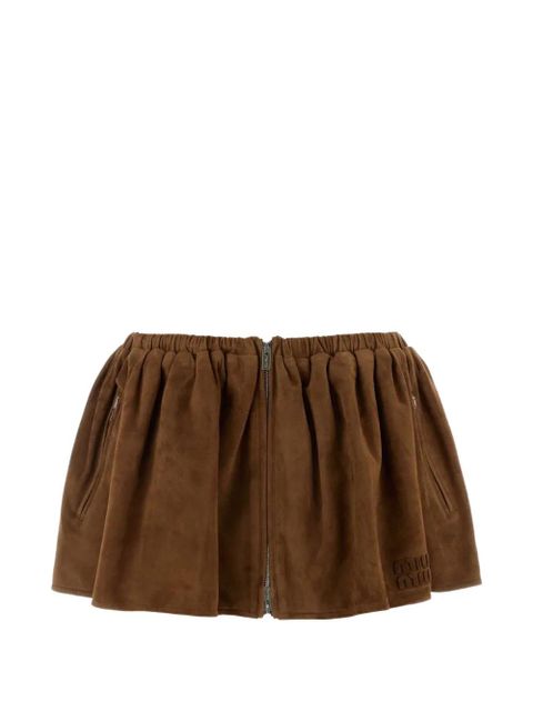 Miu Miu camel suede mini skirt - Brown - zdjęcie produktu nr 1