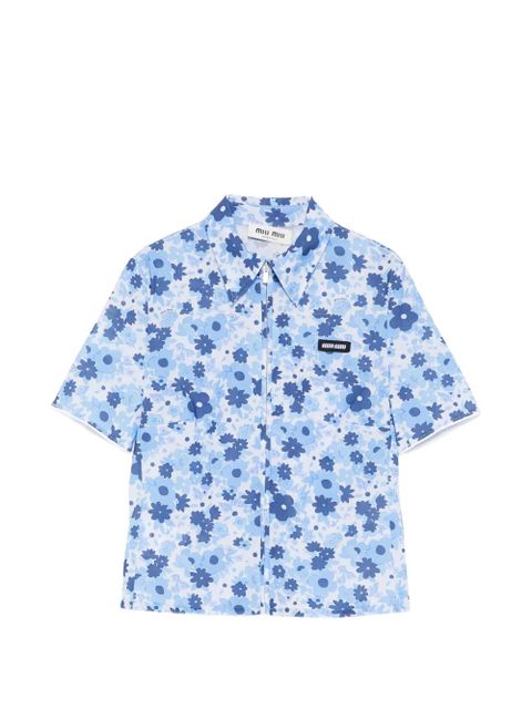 Miu Miu floral zip shirt - Blue - zdjęcie produktu nr 1