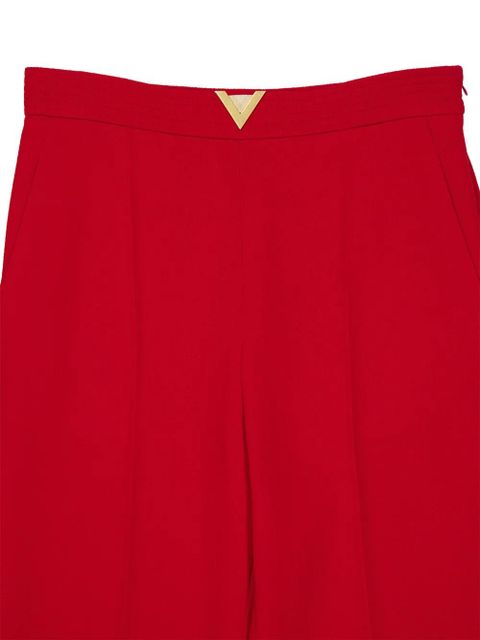 Valentino Garavani V-detail wool-crepe trousers - Red