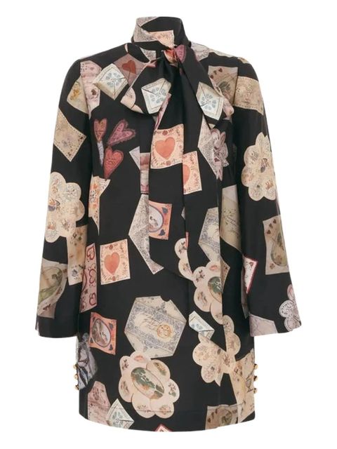 ZIMMERMANN Dream tie-neck printed mini dress - Black - zdjęcie produktu nr 1