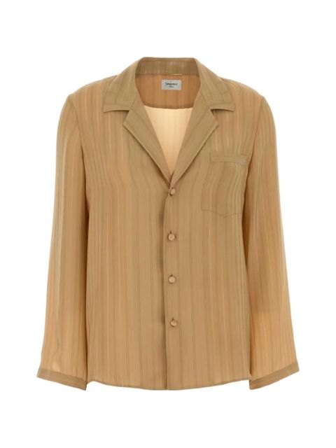 Saint Laurent embroidered striped silk shirt - Neutrals - zdjęcie produktu nr 1