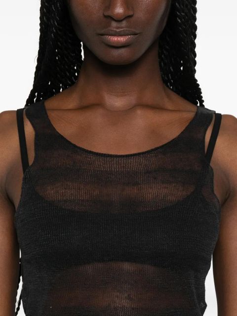 Paloma Wool Dino striped sheer tank top - Black