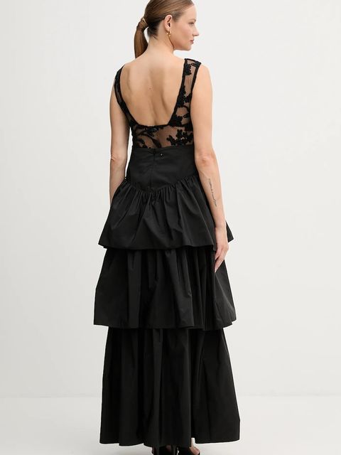 Pedro del Hierro sukienka kolor czarny midi rozkloszowana