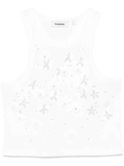 SANDRO sequin-embellished tank top - White