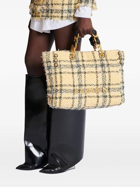 Balmain 1945 plaid-pattern tote bag - Yellow