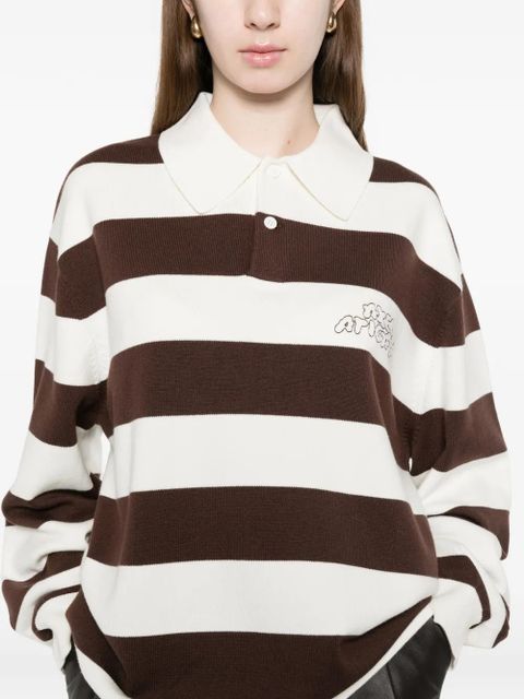 Axel Arigato Rey striped embroidered-logo polo shirt - Brown