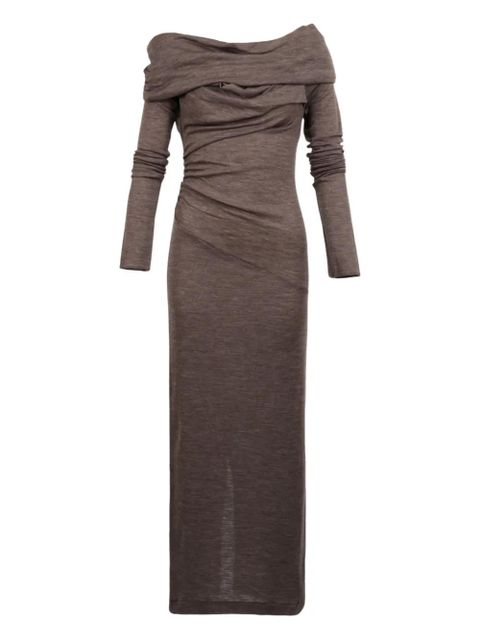 ENTIRE STUDIOS off-shoulder draped wool maxi dress - Brown - zdjęcie produktu nr 1
