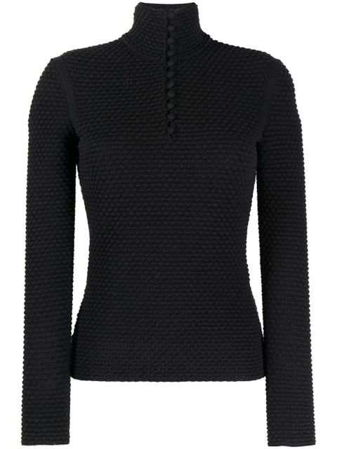 Ferragamo buttoned open-knit jumper - Black - zdjęcie produktu nr 1