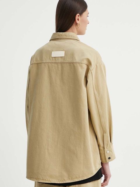 AERON kurtka jeansowa ANITA damska kolor beżowy przejściowa oversize AW24RSSH152451