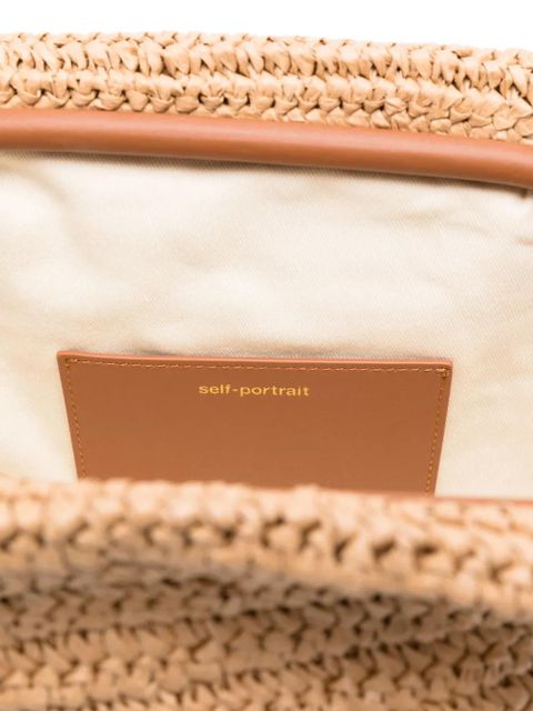 Self-Portrait charm-detail raffia clutch bag - Neutrals - zdjęcie produktu nr 2