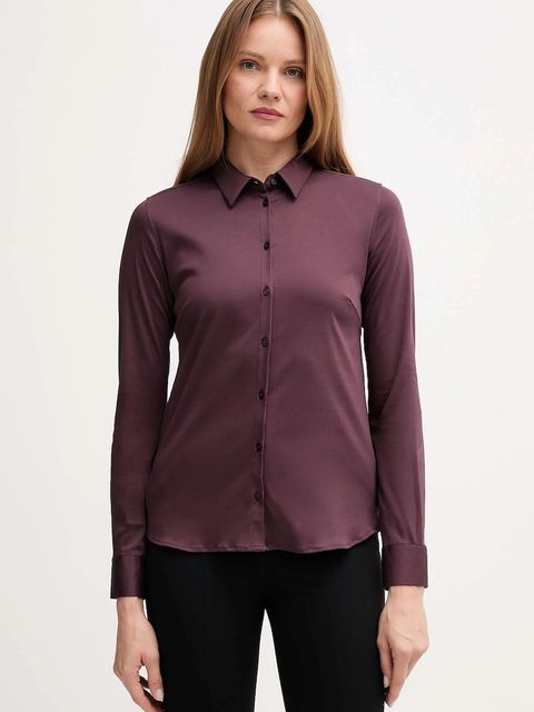 Mos Mosh koszula bawełniana damska kolor fioletowy regular z kołnierzykiem klasycznym