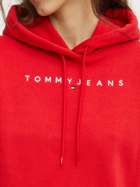 Tommy Jeans bluza damska kolor czerwony z kapturem DW0DW17324