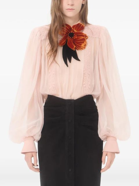Valentino Garavani Embroidered Organza Top - Pink