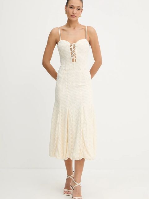 Bardot sukienka kolor beżowy maxi dopasowana 59928DB - zdjęcie produktu nr 2