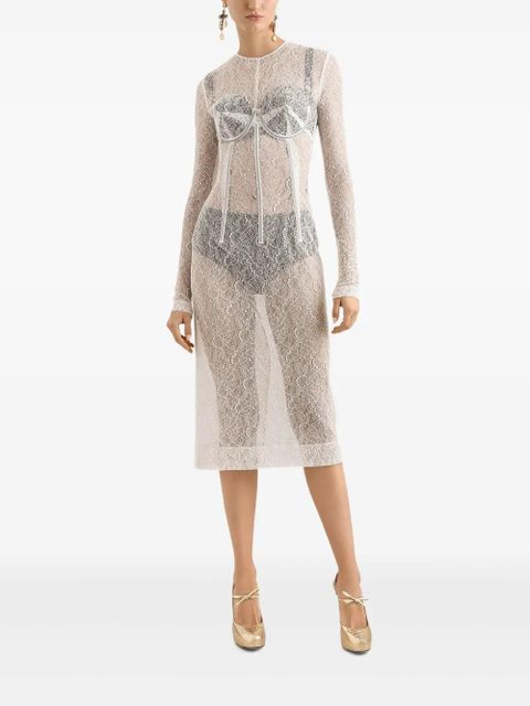 Dolce & Gabbana corded-lace midi dress - White - zdjęcie produktu nr 2