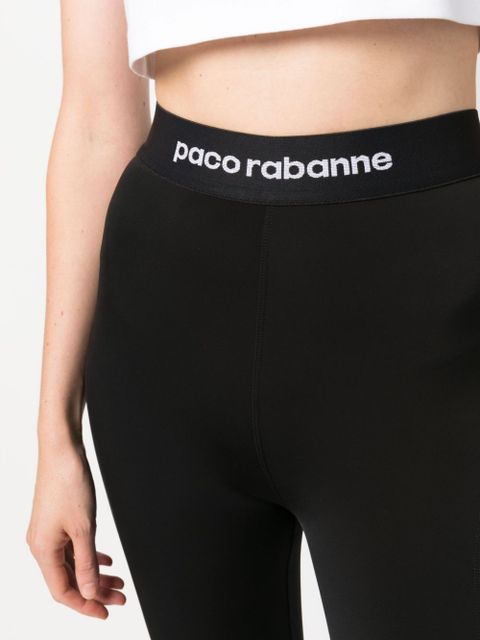 Rabanne logo-waistband high-waisted leggings - Black