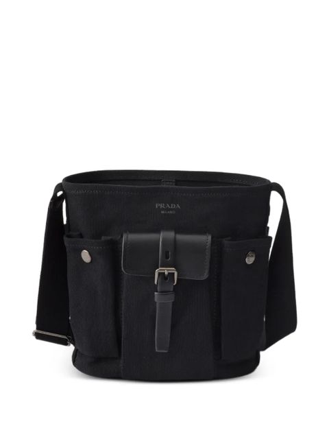 Prada Route mini canvas and leather bucket bag - Black - zdjęcie produktu nr 1