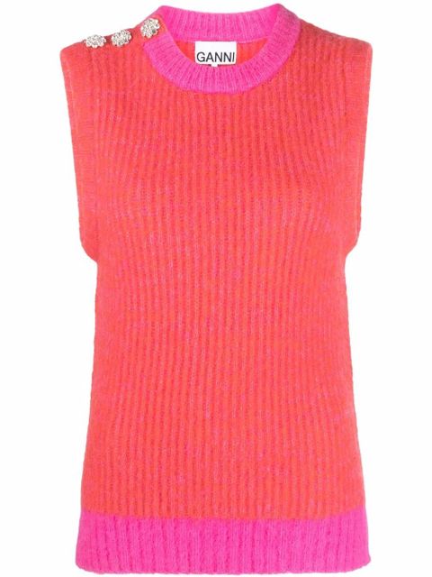 GANNI embellished wool-blend vest - Pink - zdjęcie produktu nr 1