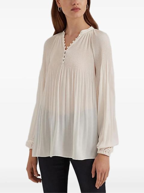 Lauren Ralph Lauren pleated long-sleeve blouse - Neutrals - zdjęcie produktu nr 1