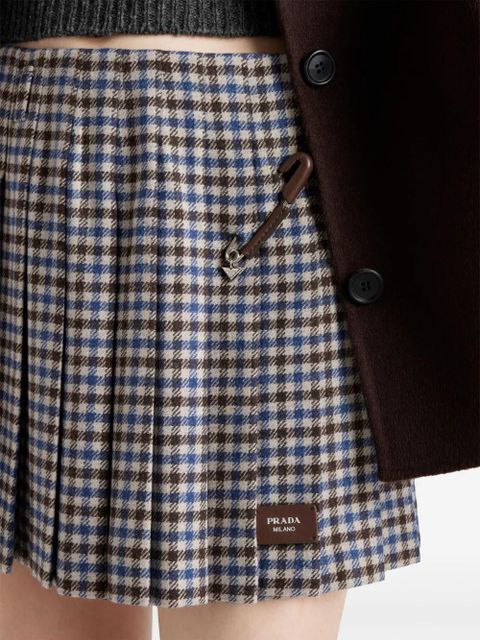 Prada checked wool mini skirt - Brown - zdjęcie produktu nr 2