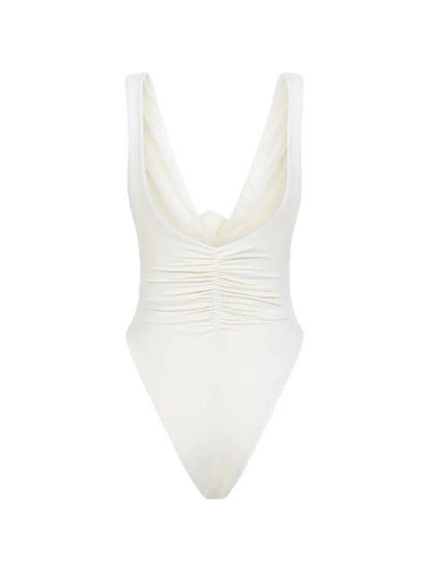 La Reveche floral-appliqué ruched swimsuit - Neutrals - zdjęcie produktu nr 2