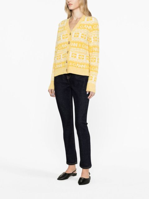 GANNI V-neck knit cardigan - Yellow