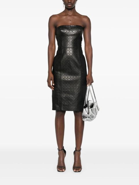 Marine Serre monogram-embossed leather mini dress - Black - zdjęcie produktu nr 2