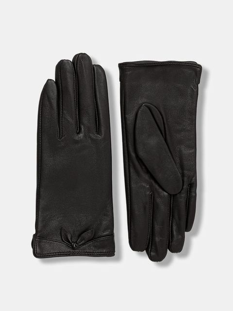 Answear.LAB rękawiczki skórzane damskie kolor brązowy